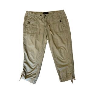 Lady Hathaway Olive Casual Utility Drawstring Cropped Pants Size 12 Cargo